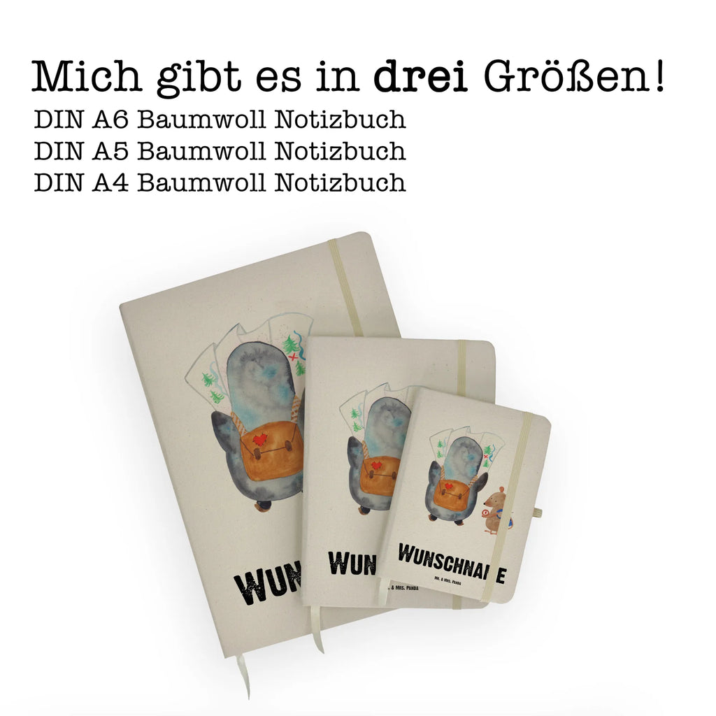 DIN A4 Personalisiertes Notizbuch Pinguin & Maus Wanderer Personalisiertes Notizbuch, Notizbuch mit Namen, Notizbuch bedrucken, Personalisierung, Namensbuch, Namen, Pinguin, Pinguine, Abenteurer, Abenteuer, Roadtrip, Ausflug, Wanderlust, wandern