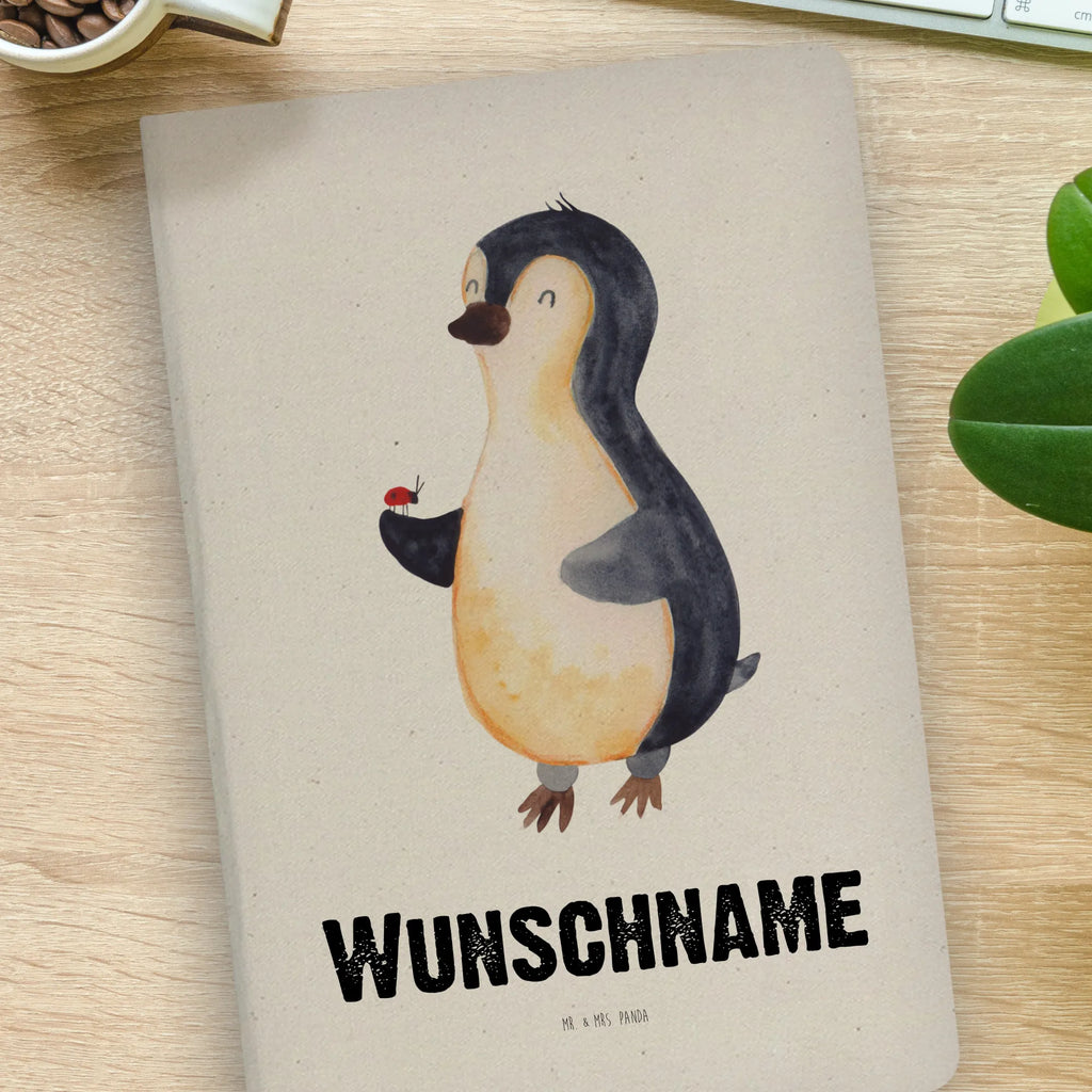 DIN A4 Personalisiertes Notizbuch Pinguin Marienkäfer Personalisiertes Notizbuch, Notizbuch mit Namen, Notizbuch bedrucken, Personalisierung, Namensbuch, Namen, Pinguin, Pinguine, Marienkäfer, Liebe, Wunder, Glück, Freude, Lebensfreude