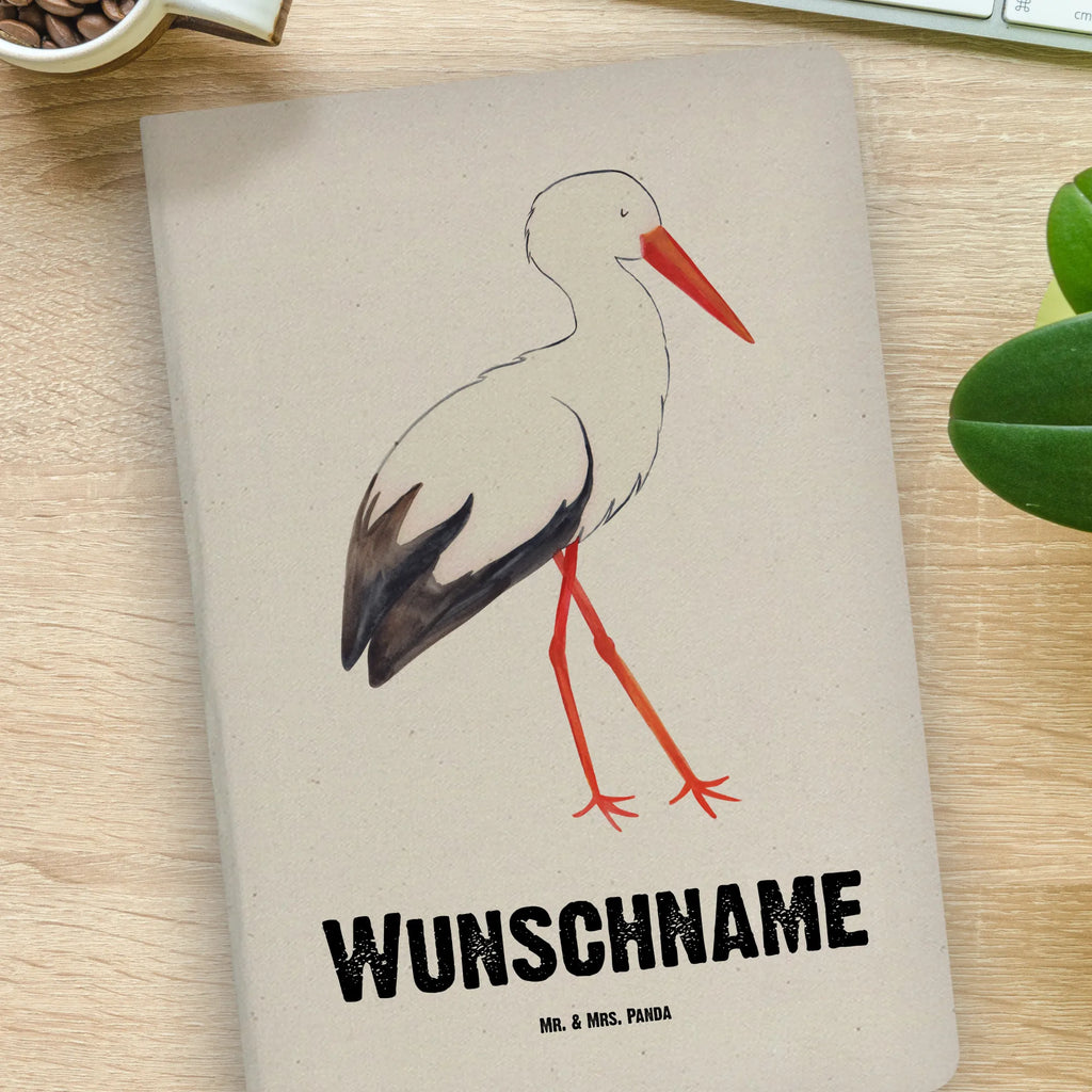 DIN A4 Personalisiertes Notizbuch Storch Personalisiertes Notizbuch, Notizbuch mit Namen, Notizbuch bedrucken, Personalisierung, Namensbuch, Namen, Tiermotive, Gute Laune, lustige Sprüche, Tiere, Storch, Störche, Schwangerschaft, Geburt, Mutter, Mütter, Mutter werden, Schwanger, Babybauch, Baby