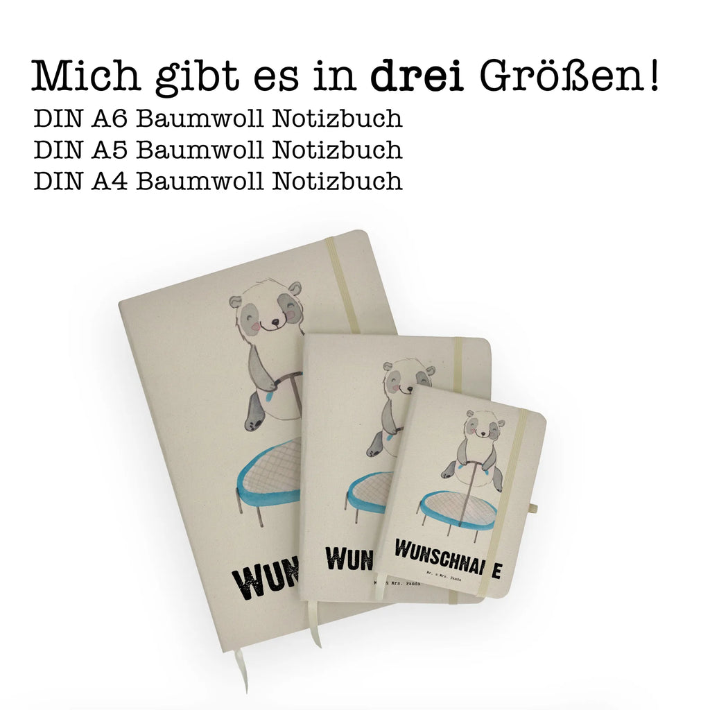 DIN A4 Personalisiertes Notizbuch Panda Trampolin springen Personalisiertes Notizbuch, Notizbuch mit Namen, Notizbuch bedrucken, Personalisierung, Namensbuch, Namen, Geschenk, Sport, Sportart, Hobby, Schenken, Danke, Dankeschön, Auszeichnung, Gewinn, Sportler, Trampolin springen, Trampolin Springen, Trampolin Turnen, Fitnessstudio