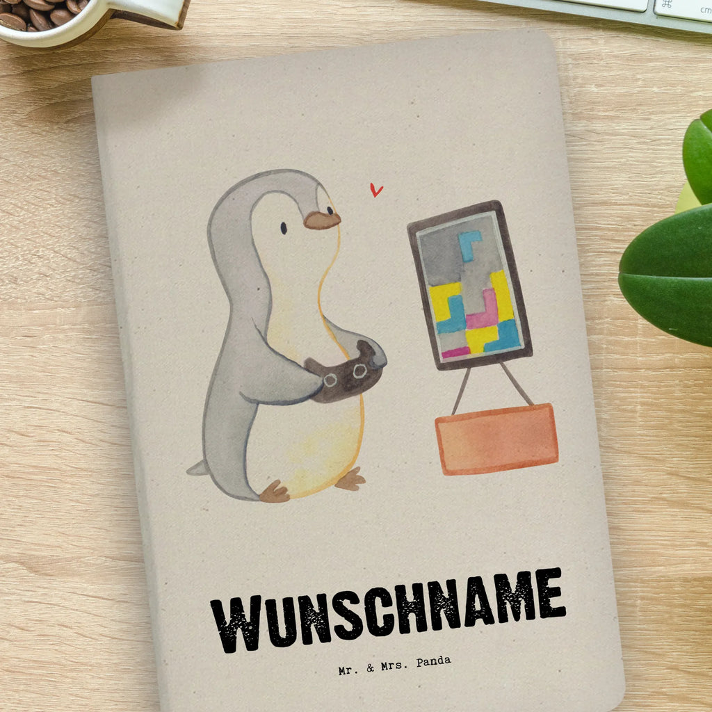 DIN A4 Personalisiertes Notizbuch Pinguin Zocken Personalisiertes Notizbuch, Notizbuch mit Namen, Notizbuch bedrucken, Personalisierung, Namensbuch, Namen, Geschenk, Sport, Sportart, Hobby, Schenken, Danke, Dankeschön, Auszeichnung, Gewinn, Sportler, Zocken, Gaming, Videospiele, Videogames