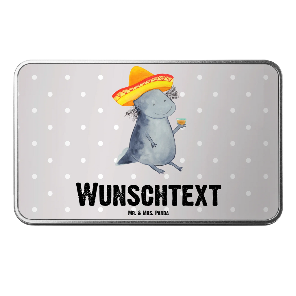 Personalisierte Metalldose Axolotl Tequila Personalisierte Metalldose, Dose mit Namen, Namensdose, Kiste mit Namen, Namenskiste, Axolotl, Molch, Mexico, Mexiko, Sombrero, Zitrone, Tequila, Motivation, Spruch, Schwanzlurch, Lurch, Lurche, Axolot, Feuerdrache, Feuersalamander