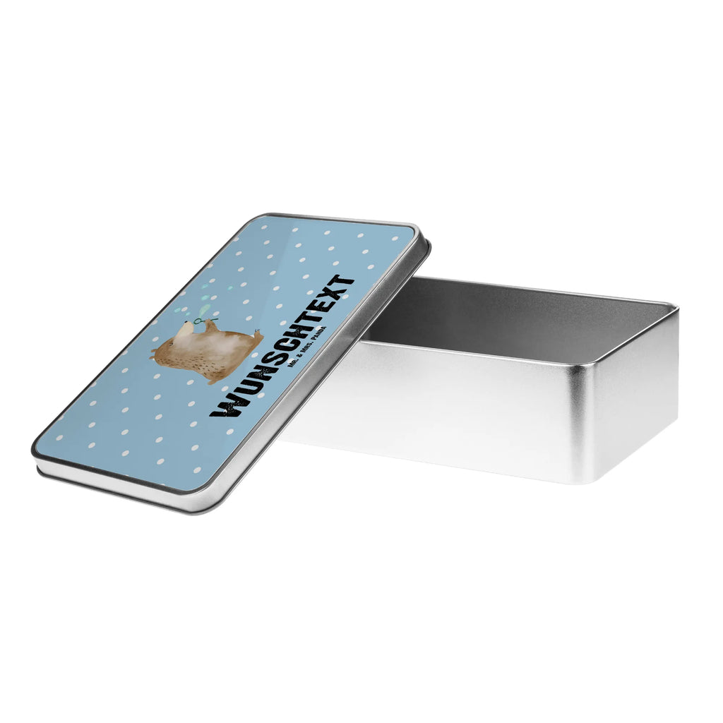 Personalisierte Metalldose Bär Seifenblasen Personalisierte Metalldose, Dose mit Namen, Namensdose, Kiste mit Namen, Namenskiste, Bär, Teddy, Teddybär, Seifenblasen Bär Lustig Sein Glücklich Traurig Happy