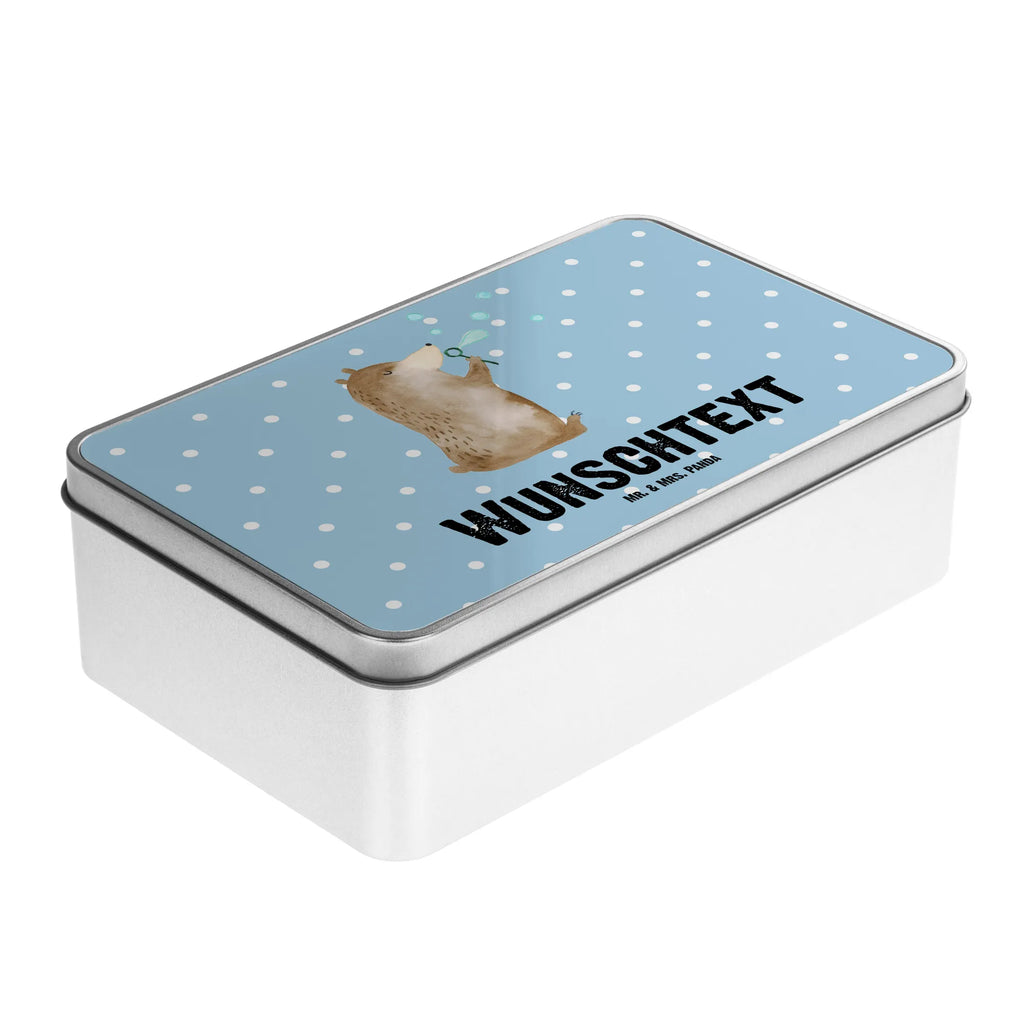 Personalisierte Metalldose Bär Seifenblasen Personalisierte Metalldose, Dose mit Namen, Namensdose, Kiste mit Namen, Namenskiste, Bär, Teddy, Teddybär, Seifenblasen Bär Lustig Sein Glücklich Traurig Happy