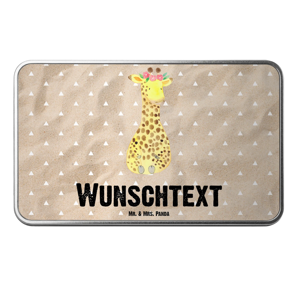 Personalisierte Metalldose Giraffe Blumenkranz Personalisierte Metalldose, Dose mit Namen, Namensdose, Kiste mit Namen, Namenskiste, Afrika, Wildtiere, Giraffe, Blumenkranz, Abenteurer, Selbstliebe, Freundin