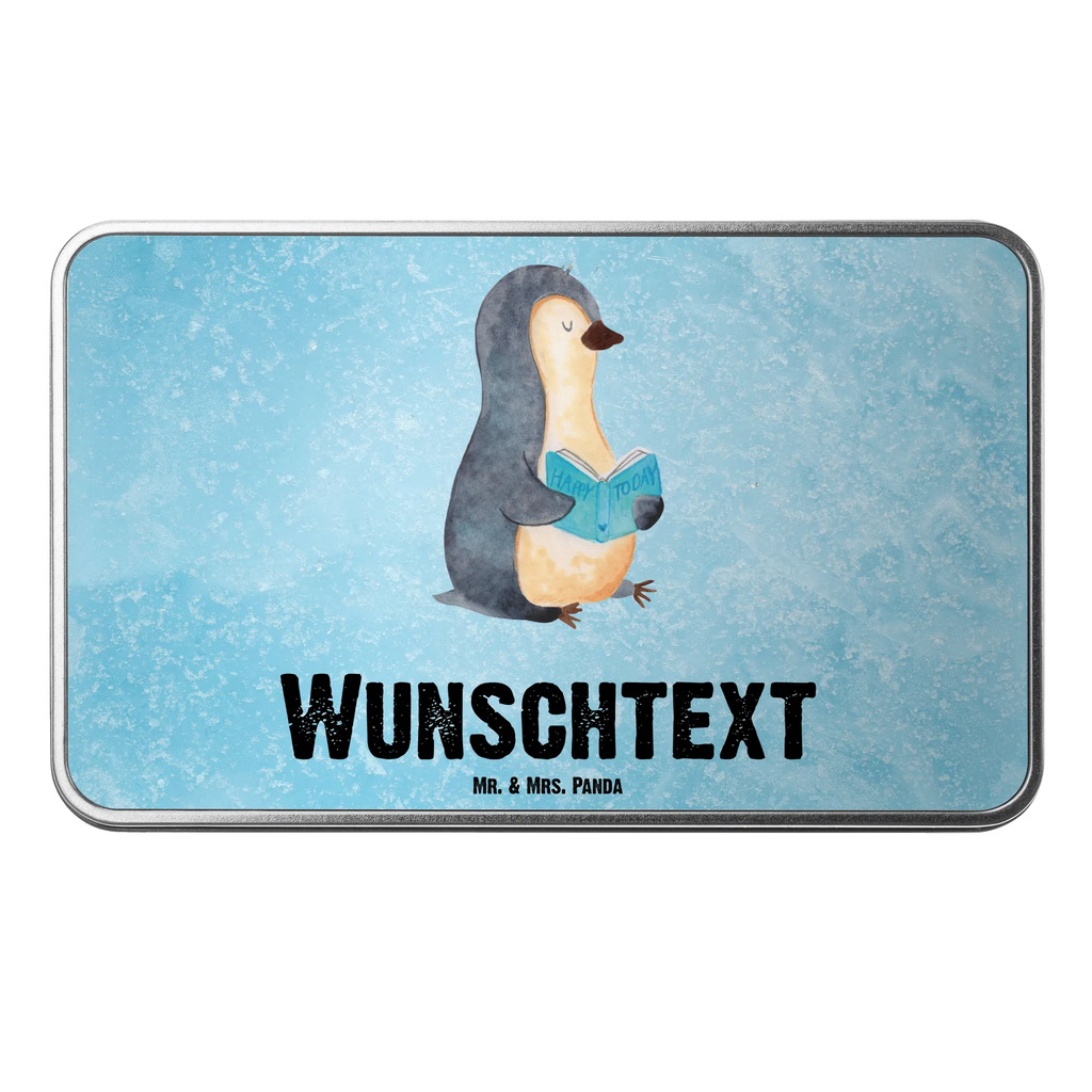 Personalisierte Metalldose Pinguin Buch Personalisierte Metalldose, Dose mit Namen, Namensdose, Kiste mit Namen, Namenskiste, Pinguin, Pinguine, Buch, Lesen, Bücherwurm, Nichtstun, Faulenzen, Ferien, Urlaub, Freizeit