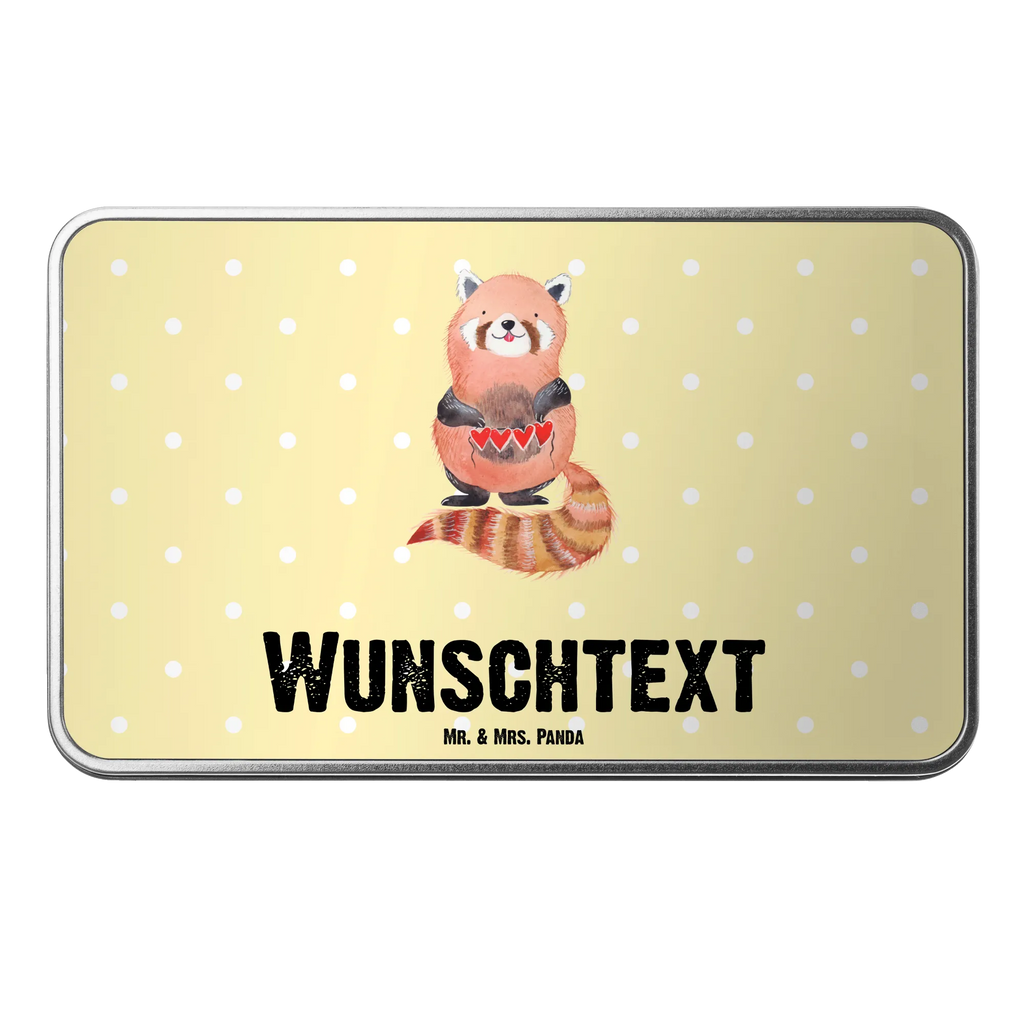 Personalisierte Metalldose Roter Panda Personalisierte Metalldose, Dose mit Namen, Namensdose, Kiste mit Namen, Namenskiste, Tiermotive, Gute Laune, lustige Sprüche, Tiere, Panda, Liebe, Rot, Herz, Liebling, Lieblingsmensch