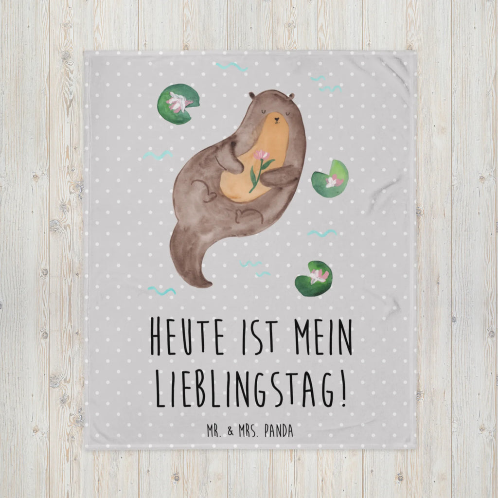 Kuscheldecke Otter Seerose Decke, Wohndecke, Tagesdecke, Wolldecke, Sofadecke, Otter, Fischotter, Seeotter, Otter Seeotter See Otter