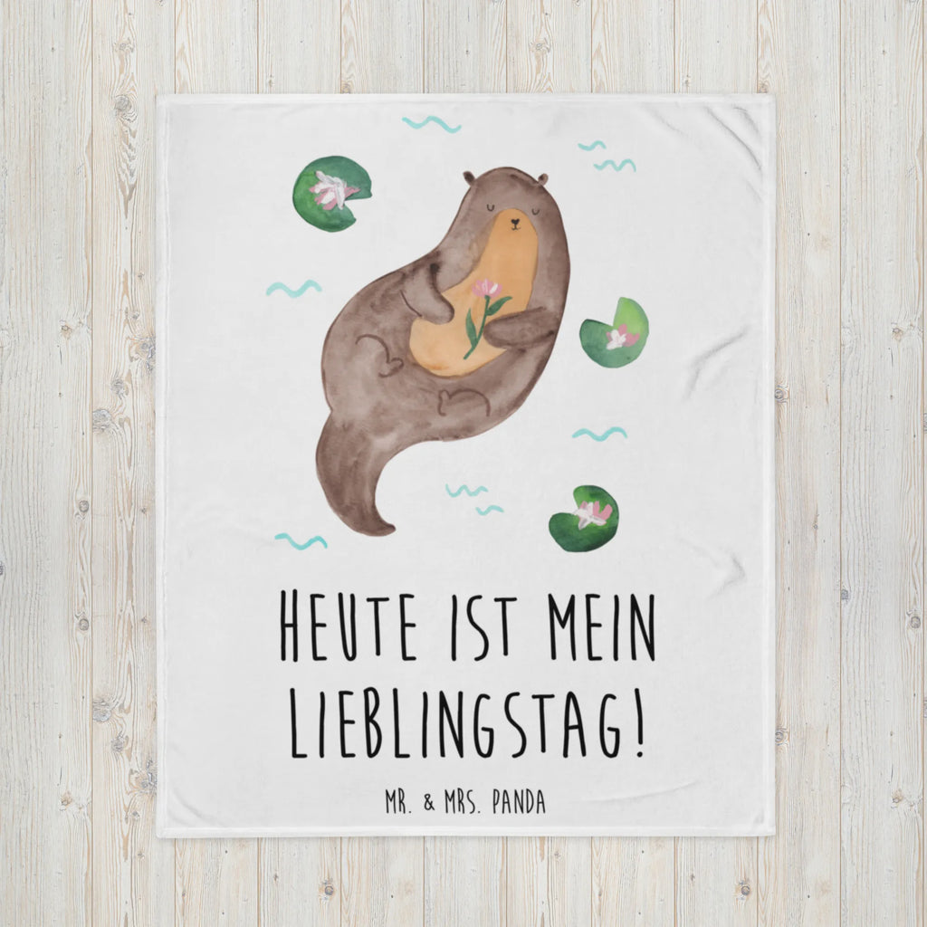 Kuscheldecke Otter Seerose Decke, Wohndecke, Tagesdecke, Wolldecke, Sofadecke, Otter, Fischotter, Seeotter, Otter Seeotter See Otter