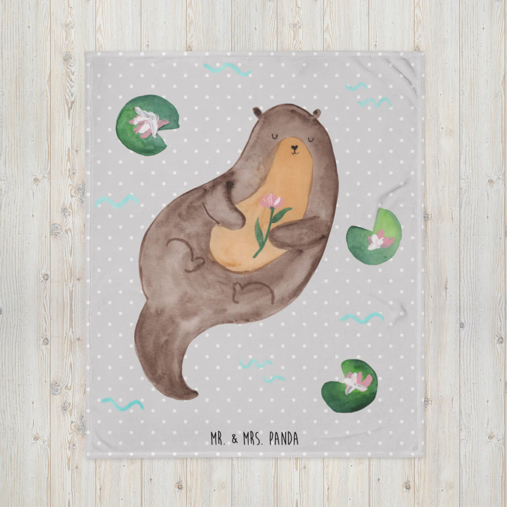 Kuscheldecke Otter Seerose Decke, Wohndecke, Tagesdecke, Wolldecke, Sofadecke, Otter, Fischotter, Seeotter, Otter Seeotter See Otter