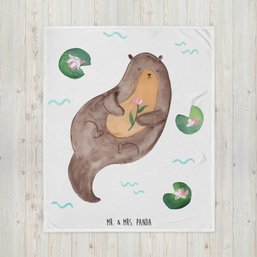 Kuscheldecke Otter Seerose Decke, Wohndecke, Tagesdecke, Wolldecke, Sofadecke, Otter, Fischotter, Seeotter, Otter Seeotter See Otter