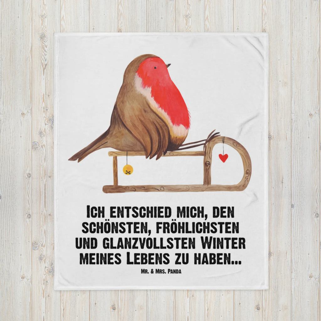 Kuscheldecke Rotkehlchen Schlitten Decke, Wohndecke, Tagesdecke, Wolldecke, Sofadecke, Winter, Weihnachten, Weihnachtsdeko, Nikolaus, Advent, Heiligabend, Wintermotiv, Schlitten, Vogel