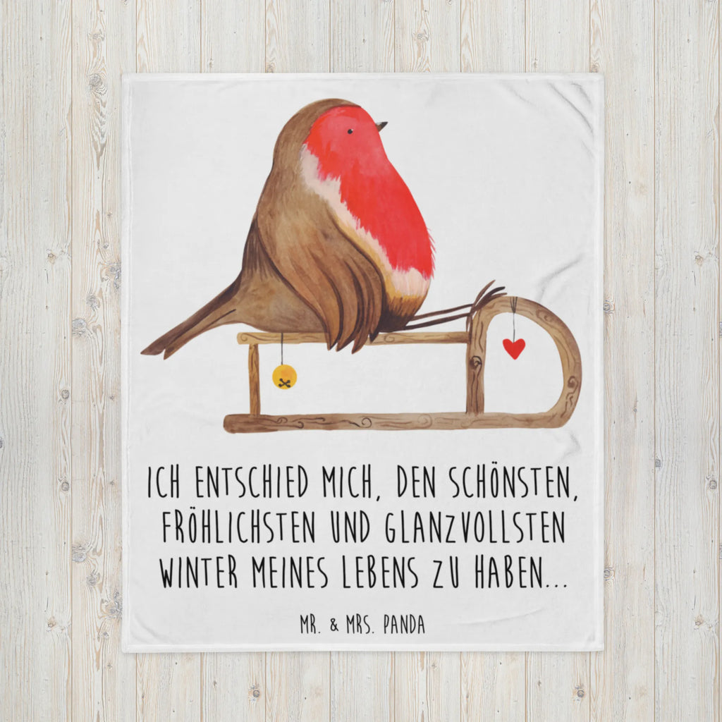 Kuscheldecke Rotkehlchen Schlitten Decke, Wohndecke, Tagesdecke, Wolldecke, Sofadecke, Winter, Weihnachten, Weihnachtsdeko, Nikolaus, Advent, Heiligabend, Wintermotiv, Schlitten, Vogel