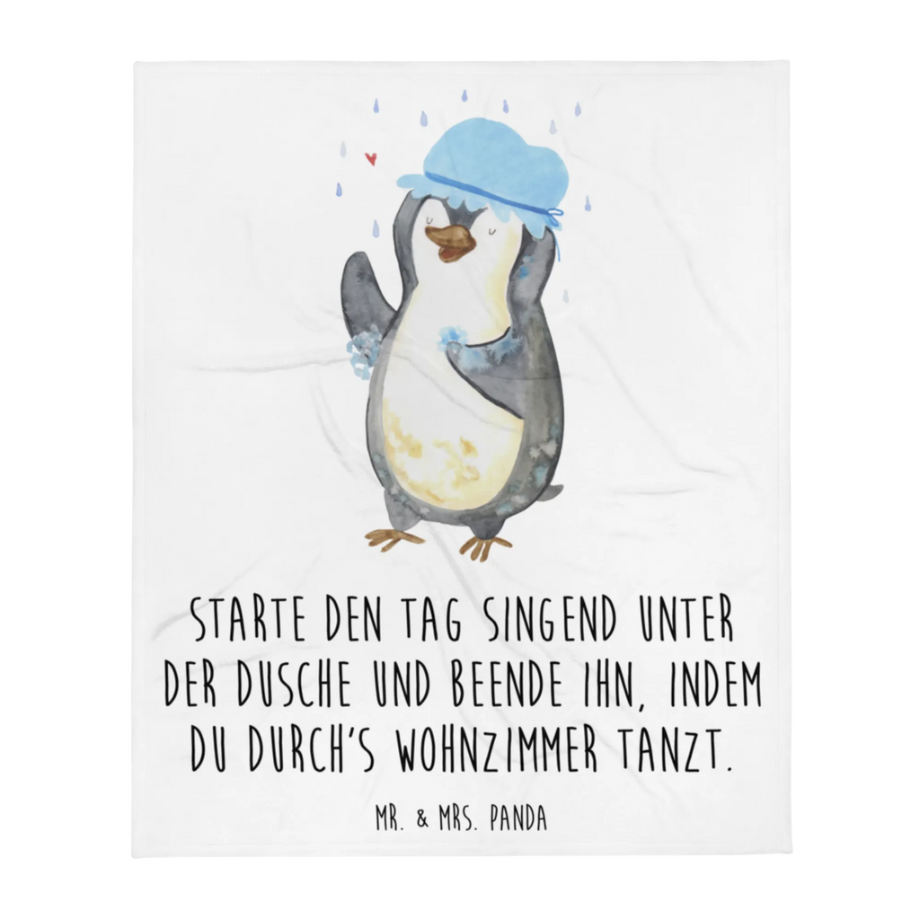 Kuscheldecke Pinguin Duschen Decke, Wohndecke, Tagesdecke, Wolldecke, Sofadecke, Pinguin, Pinguine, Dusche, duschen, Lebensmotto, Motivation, Neustart, Neuanfang, glücklich sein