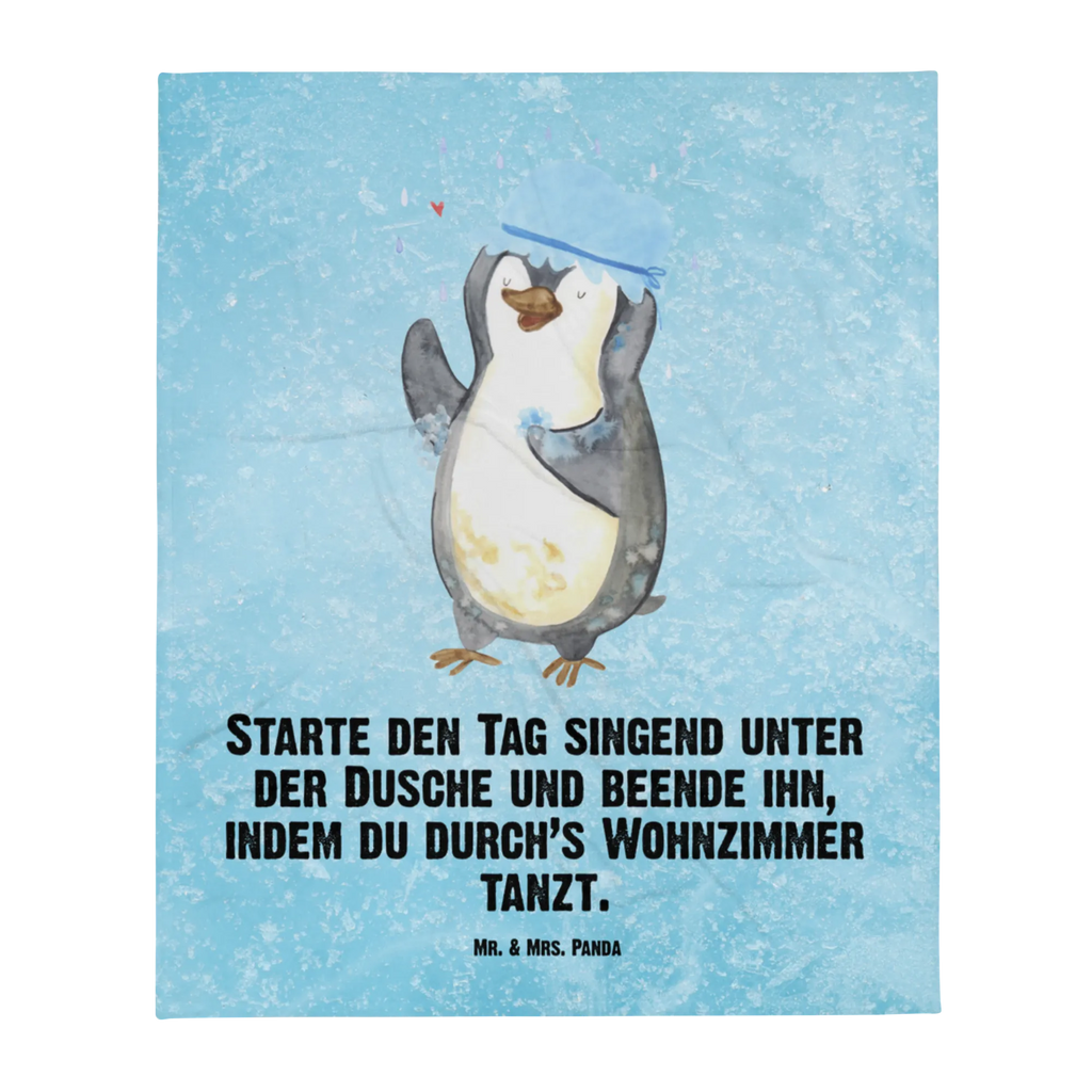 Kuscheldecke Pinguin Duschen Decke, Wohndecke, Tagesdecke, Wolldecke, Sofadecke, Pinguin, Pinguine, Dusche, duschen, Lebensmotto, Motivation, Neustart, Neuanfang, glücklich sein