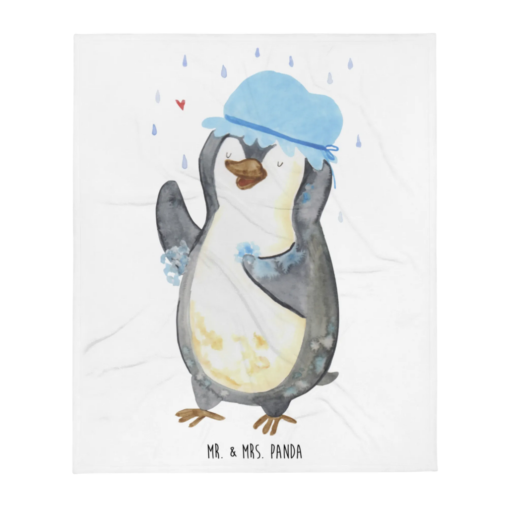 Kuscheldecke Pinguin Duschen Decke, Wohndecke, Tagesdecke, Wolldecke, Sofadecke, Pinguin, Pinguine, Dusche, duschen, Lebensmotto, Motivation, Neustart, Neuanfang, glücklich sein