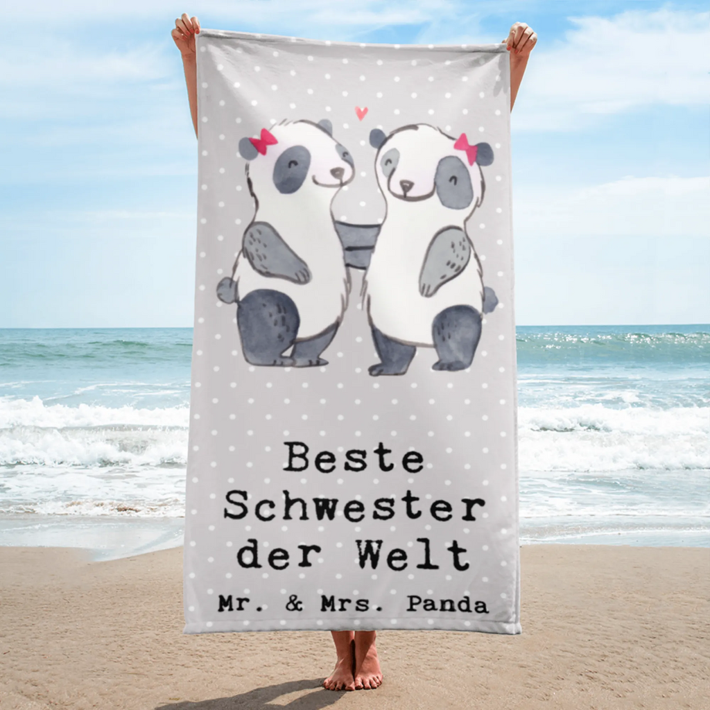 XL Badehandtuch Panda Beste Schwester der Welt Handtuch, Badetuch, Duschtuch, Strandtuch, Saunatuch, für, Dankeschön, Geschenk, Schenken, Geburtstag, Geburtstagsgeschenk, Geschenkidee, Danke, Bedanken, Mitbringsel, Freude machen, Geschenktipp, Schwestern, Schwester, Geschwister, Schwesterherz, Sister, Familie, Kleinigkeit, Beste, Tochter, Liebe, Kinder