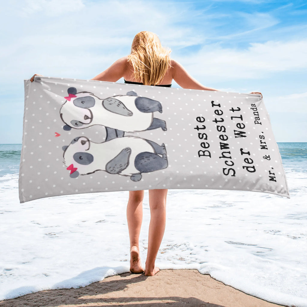 XL Badehandtuch Panda Beste Schwester der Welt Handtuch, Badetuch, Duschtuch, Strandtuch, Saunatuch, für, Dankeschön, Geschenk, Schenken, Geburtstag, Geburtstagsgeschenk, Geschenkidee, Danke, Bedanken, Mitbringsel, Freude machen, Geschenktipp, Schwestern, Schwester, Geschwister, Schwesterherz, Sister, Familie, Kleinigkeit, Beste, Tochter, Liebe, Kinder