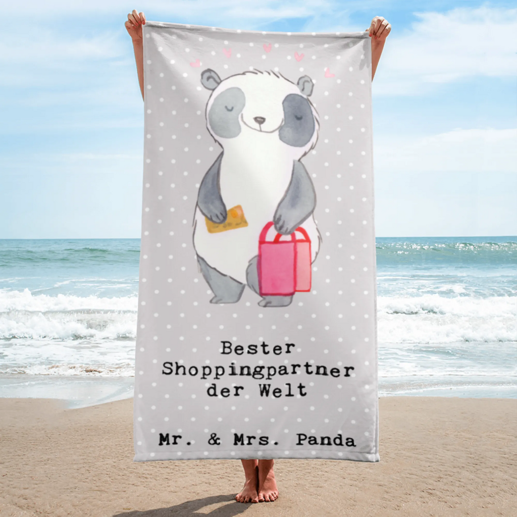 XL Badehandtuch Panda Bester Shoppingpartner der Welt Handtuch, Badetuch, Duschtuch, Strandtuch, Saunatuch, für, Dankeschön, Geschenk, Schenken, Geburtstag, Geburtstagsgeschenk, Geschenkidee, Danke, Bedanken, Mitbringsel, Freude machen, Geschenktipp, Shoppingpartner, Shoppen, Begleitung, Partner, Freundin, Freund, bff, Shopping, Einkaufen, Shopping-Queen, Queen, Bester