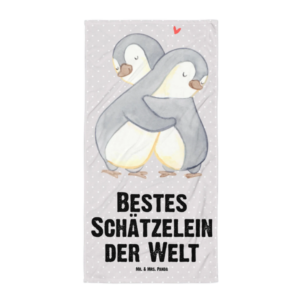 XL Badehandtuch Pinguin Bestes Schätzelein der Welt Handtuch, Badetuch, Duschtuch, Strandtuch, Saunatuch, für, Dankeschön, Geschenk, Schenken, Geburtstag, Geburtstagsgeschenk, Geschenkidee, Danke, Bedanken, Mitbringsel, Freude machen, Geschenktipp, Schätzelein, Schätzchen, Schatz, Schatzi, Ehemann, Ehefrau, Freundin, Freund, Frau, Mann, Kosename, Hochzeitstag