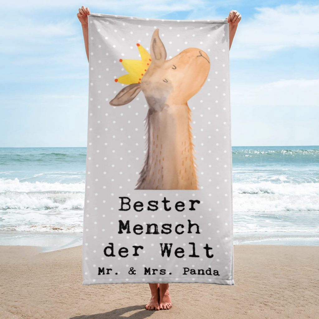 XL Badehandtuch Lama Bester Mensch der Welt Handtuch, Badetuch, Duschtuch, Strandtuch, Saunatuch, für, Dankeschön, Geschenk, Schenken, Geburtstag, Geburtstagsgeschenk, Geschenkidee, Danke, Bedanken, Mitbringsel, Freude machen, Geschenktipp, Lieblingsmensch, Liebling, Lieblings Mensch, tollster Mensch, Vorbild, Partner, Ehemann, Ehefrau, Liebe, Valentinstag