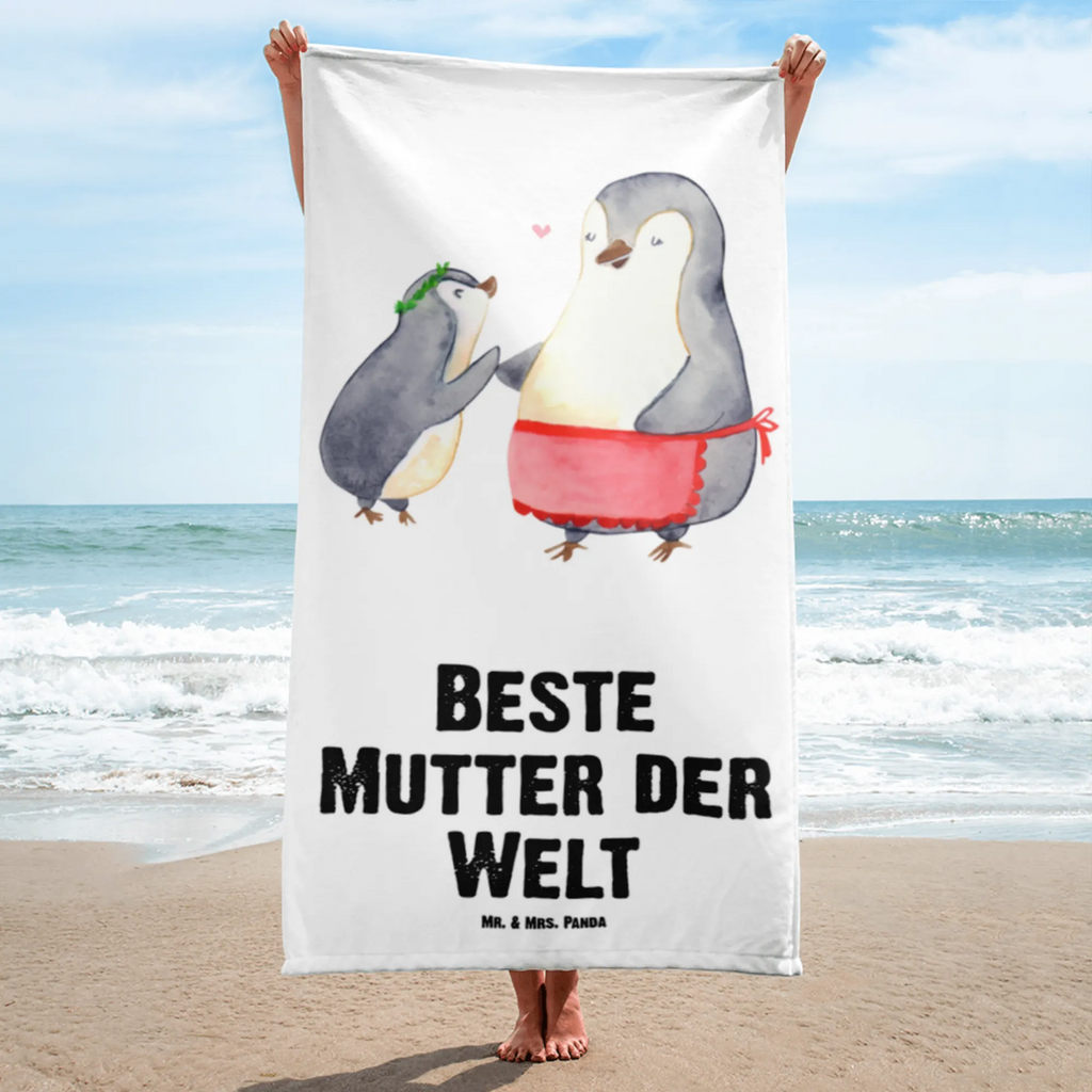 XL Badehandtuch Pinguin Beste Mutter der Welt Handtuch, Badetuch, Duschtuch, Strandtuch, Saunatuch, für, Dankeschön, Geschenk, Schenken, Geburtstag, Geburtstagsgeschenk, Geschenkidee, Danke, Bedanken, Mitbringsel, Freude machen, Geschenktipp, Mama, Mami, Mutter, Muttertag, Mutti, Ma, Tochter, Sohn, Beste Mama, Beste, Supermama