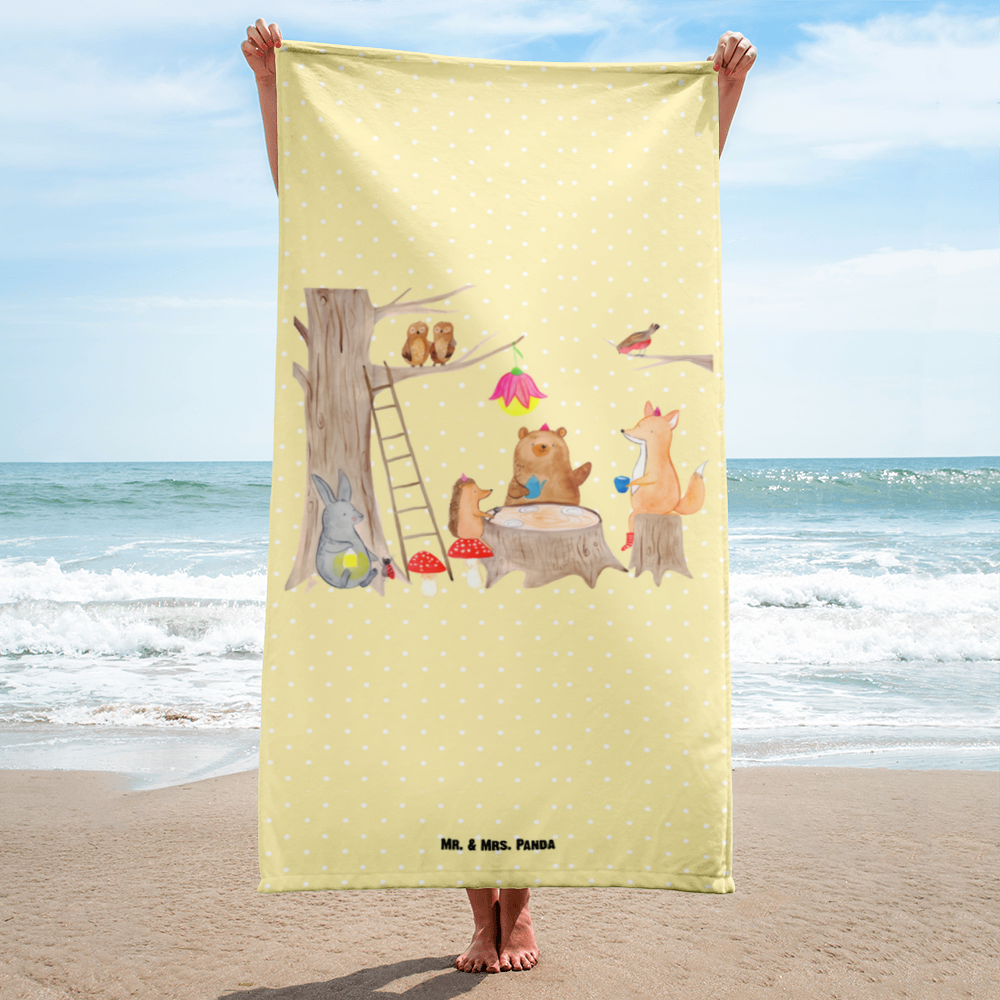 XL Badehandtuch Waldtiere Picknick Handtuch, Badetuch, Duschtuch, Strandtuch, Saunatuch, Tiermotive, Gute Laune, lustige Sprüche, Tiere, Waldtiere, Picknick, Wald, Fuchs, Hase, Igel, Maus, Eichhörnchen