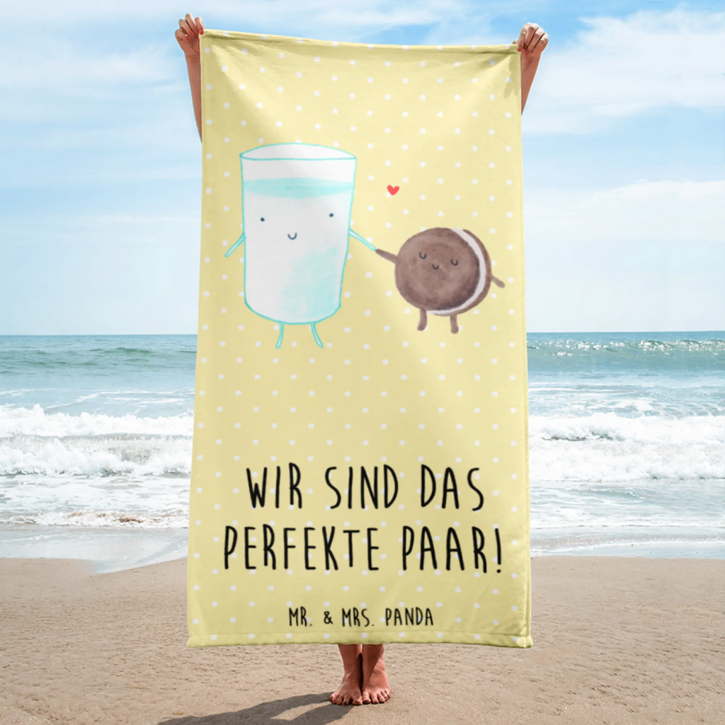 XL Badehandtuch Milch & Keks Handtuch, Badetuch, Duschtuch, Strandtuch, Saunatuch, Tiermotive, Gute Laune, lustige Sprüche, Tiere, Milk, Cookie, Milch, Keks, Kekse, Kaffee, Einladung Frühstück, Motiv süß, romantisch, perfektes Paar