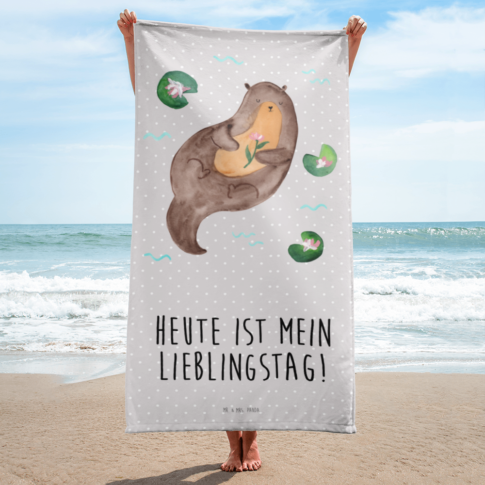 XL Badehandtuch Otter Seerose Handtuch, Badetuch, Duschtuch, Strandtuch, Saunatuch, Otter, Fischotter, Seeotter, Otter Seeotter See Otter