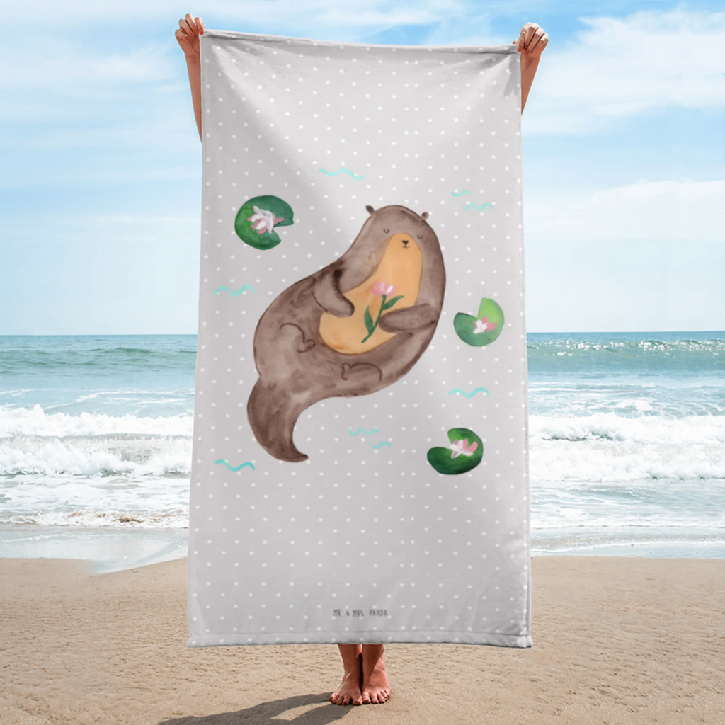 XL Badehandtuch Otter Seerose Handtuch, Badetuch, Duschtuch, Strandtuch, Saunatuch, Otter, Fischotter, Seeotter, Otter Seeotter See Otter