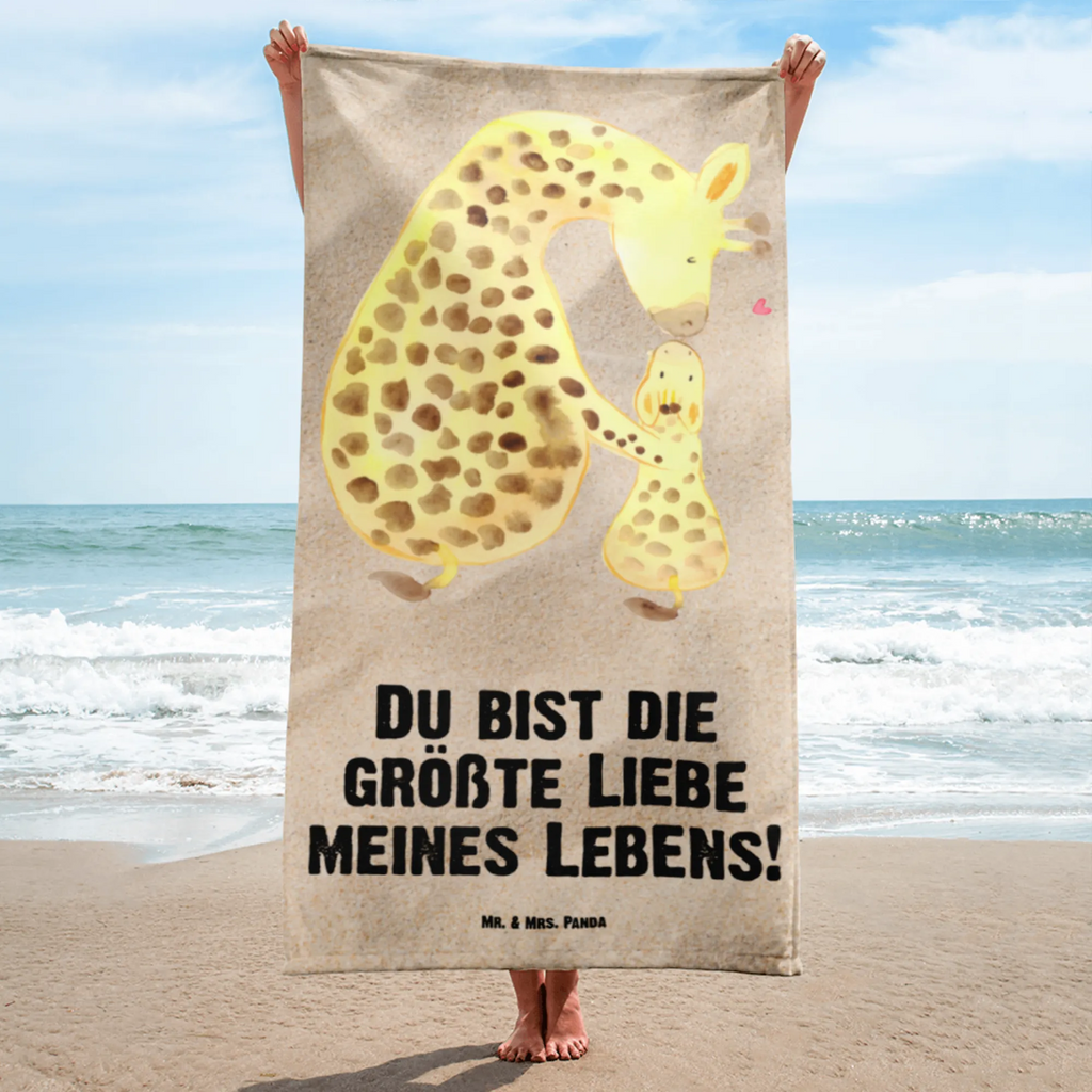 XL Badehandtuch Giraffe mit Kind Handtuch, Badetuch, Duschtuch, Strandtuch, Saunatuch, Afrika, Wildtiere, Giraffe, Kind, Mutter, Mama, Tochter, Sohn, Lieblingsmensch