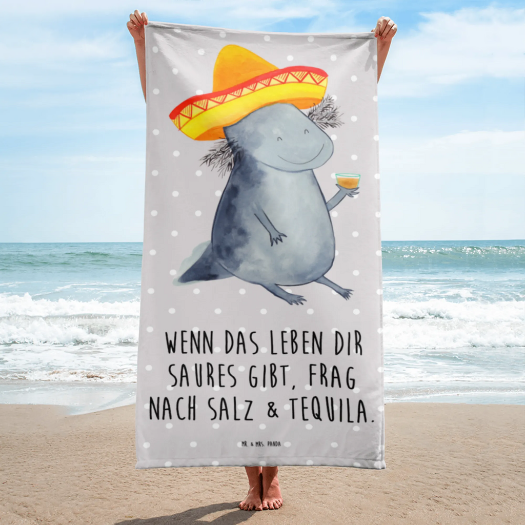 XL Badehandtuch Axolotl Tequila Handtuch, Badetuch, Duschtuch, Strandtuch, Saunatuch, Axolotl, Molch, Mexico, Mexiko, Sombrero, Zitrone, Tequila, Motivation, Spruch, Schwanzlurch, Lurch, Lurche, Axolot, Feuerdrache, Feuersalamander