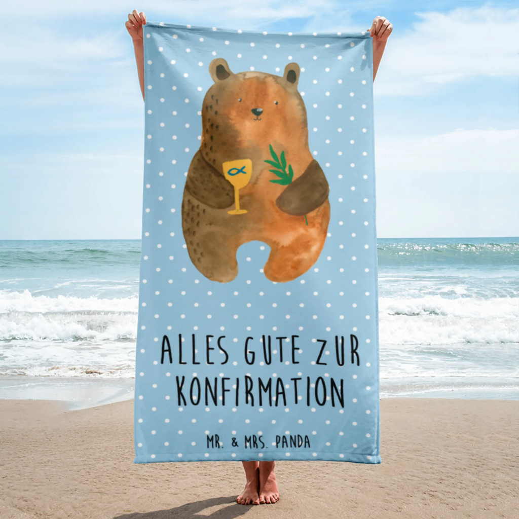 XL Badehandtuch Konfirmation-Bär Handtuch, Badetuch, Duschtuch, Strandtuch, Saunatuch, Bär, Teddy, Teddybär, Konfirmation, Kirche, evangelisch, Gottesdienst