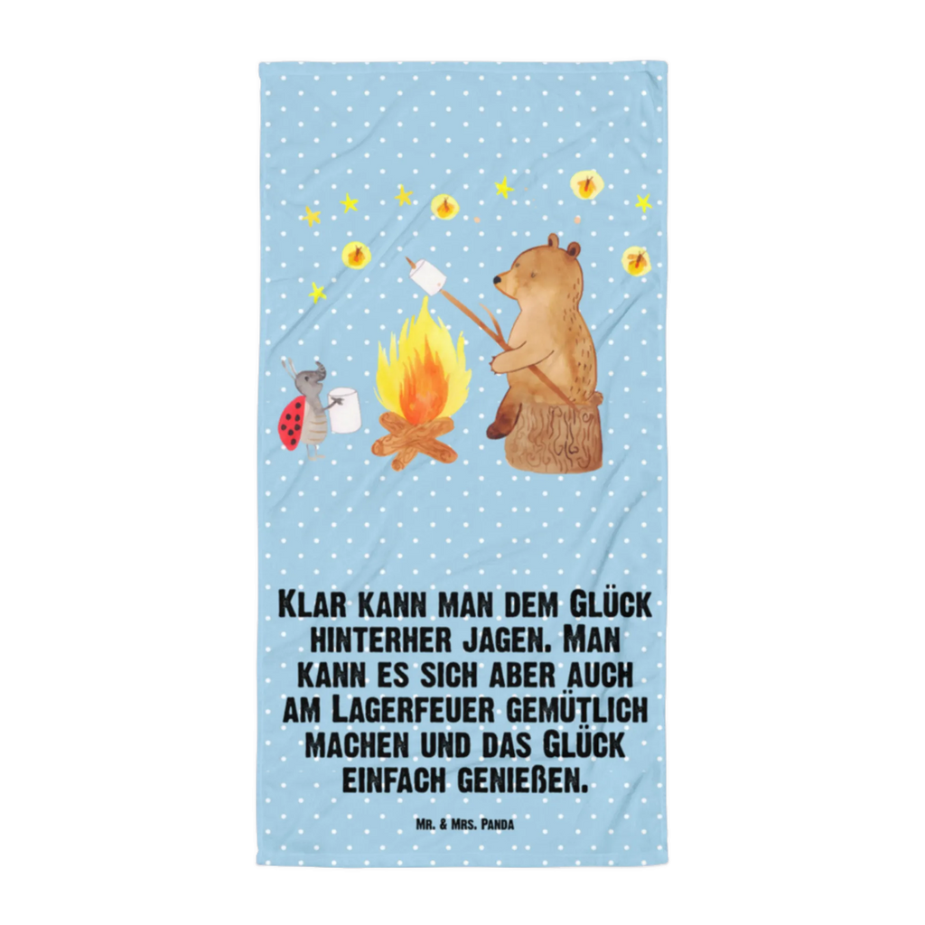 XL Badehandtuch Bär & Marienkäfer Lagerfeuer Handtuch, Badetuch, Duschtuch, Strandtuch, Saunatuch, Bär, Teddy, Teddybär, Lagerfeuer