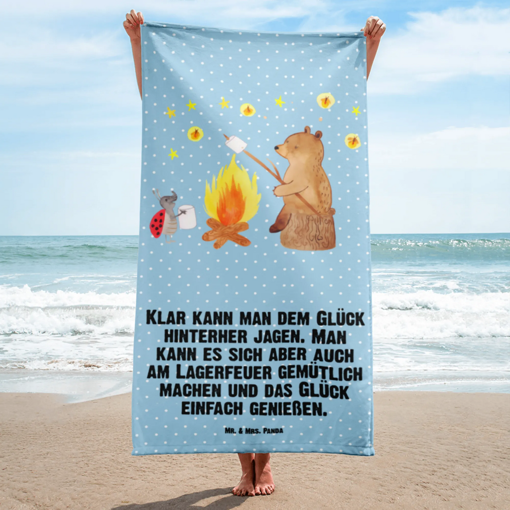 XL Badehandtuch Bär & Marienkäfer Lagerfeuer Handtuch, Badetuch, Duschtuch, Strandtuch, Saunatuch, Bär, Teddy, Teddybär, Lagerfeuer