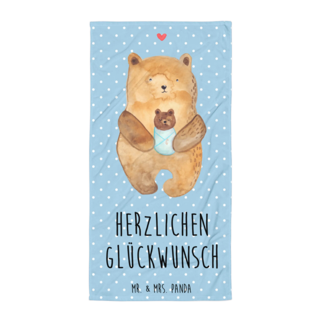 XL Badehandtuch Bär mit Baby Handtuch, Badetuch, Duschtuch, Strandtuch, Saunatuch, Bär, Teddy, Teddybär, Eltern, Mutter, Baby, Taufe, Geburt, Nichte, Neffe, Enkel, Enkelin, Täufling, Geburtstag, Glückwunsch