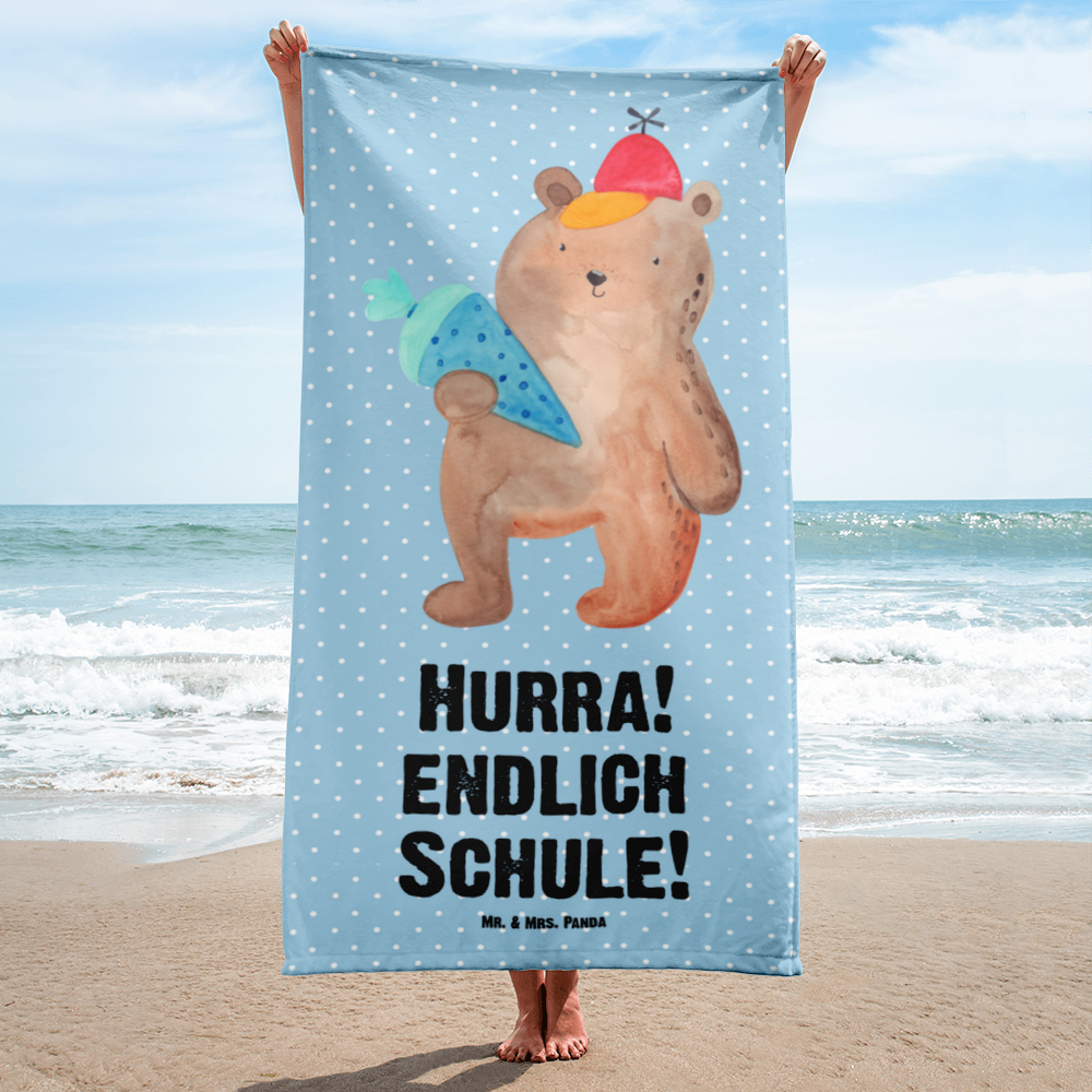 XL Badehandtuch Bär Schultüte Handtuch, Badetuch, Duschtuch, Strandtuch, Saunatuch, Bär, Teddy, Teddybär, Bär Motiv, Schultüte, Erster Schultag Geschenk, Einschulung Geschenk, Schule Geschenk, Grundschule, Schulanfang, Schulbeginn