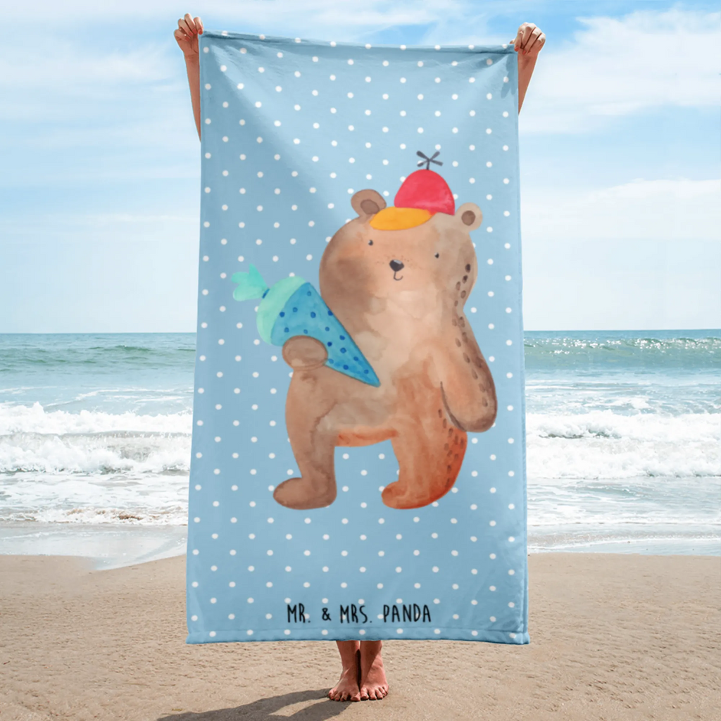 XL Badehandtuch Bär Schultüte Handtuch, Badetuch, Duschtuch, Strandtuch, Saunatuch, Bär, Teddy, Teddybär, Bär Motiv, Schultüte, Erster Schultag Geschenk, Einschulung Geschenk, Schule Geschenk, Grundschule, Schulanfang, Schulbeginn