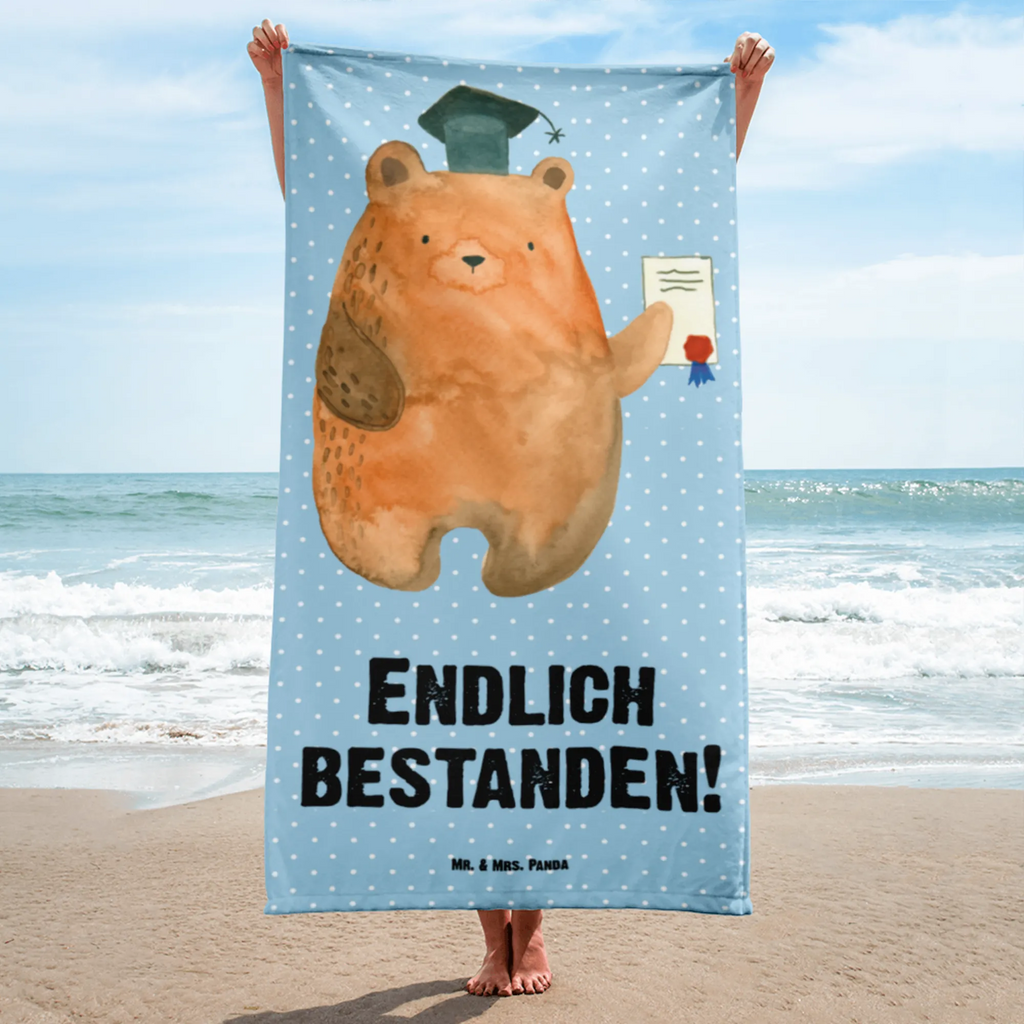 XL Badehandtuch Bär Prüfung Handtuch, Badetuch, Duschtuch, Strandtuch, Saunatuch, Bär, Teddy, Teddybär, Abitur, Prüfungen, Prüfung bestanden, Abschluss, Zeugnis, Abschlusszeugnis