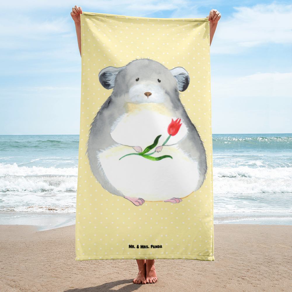 XL Badehandtuch Chinchilla Blume Handtuch, Badetuch, Duschtuch, Strandtuch, Saunatuch, Tiermotive, Gute Laune, lustige Sprüche, Tiere, Chinchilla, Chinchillas, Liebeskummer, Kummer, Depressionen, traurig sein, Chaos, Glücklichsein, Büro, Büroalltag