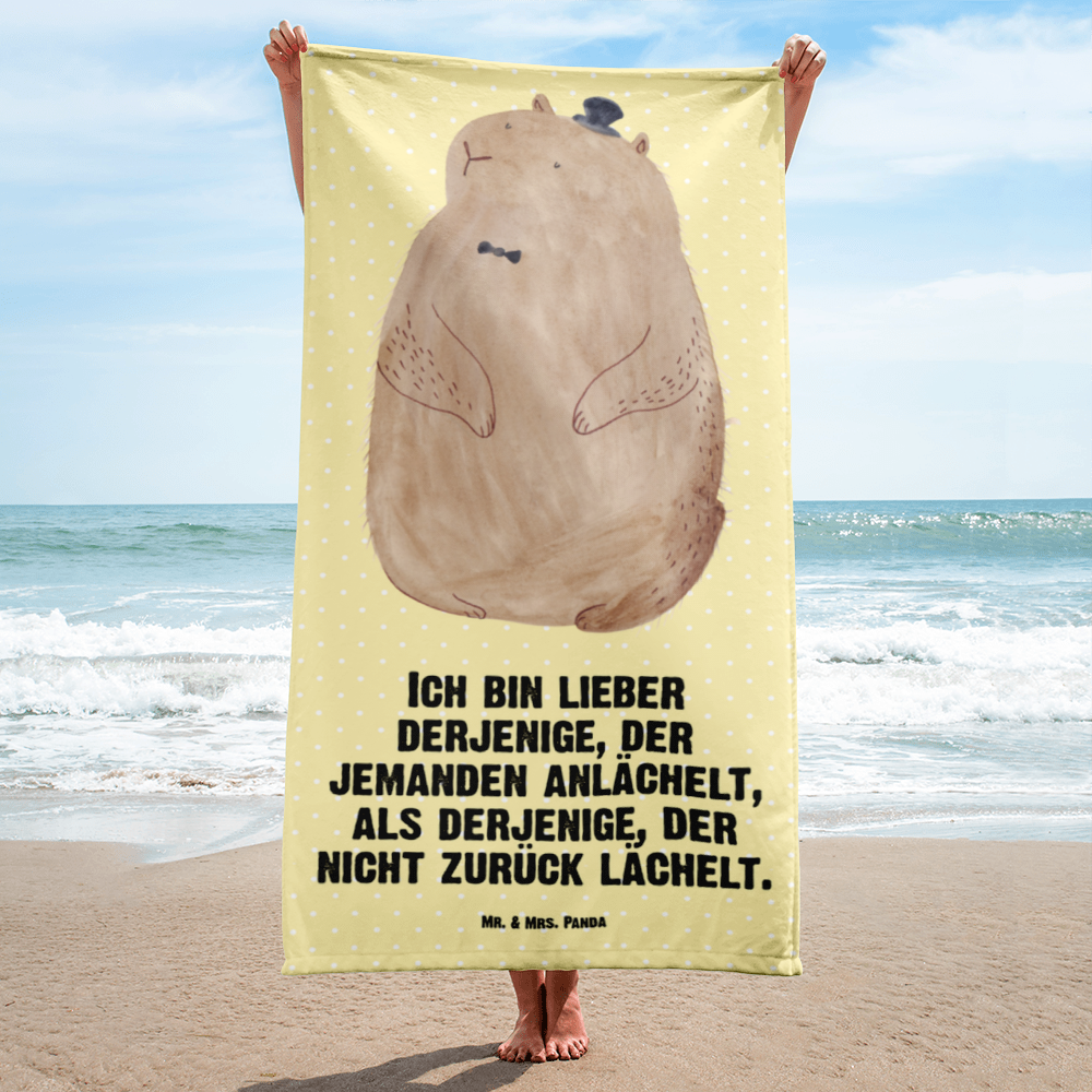 XL Badehandtuch Murmeltier Handtuch, Badetuch, Duschtuch, Strandtuch, Saunatuch, Tiermotive, Gute Laune, lustige Sprüche, Tiere, Murmeltier, Knigge, Fröhlichkeit, Freundlichkeit, Respekt, Anstand