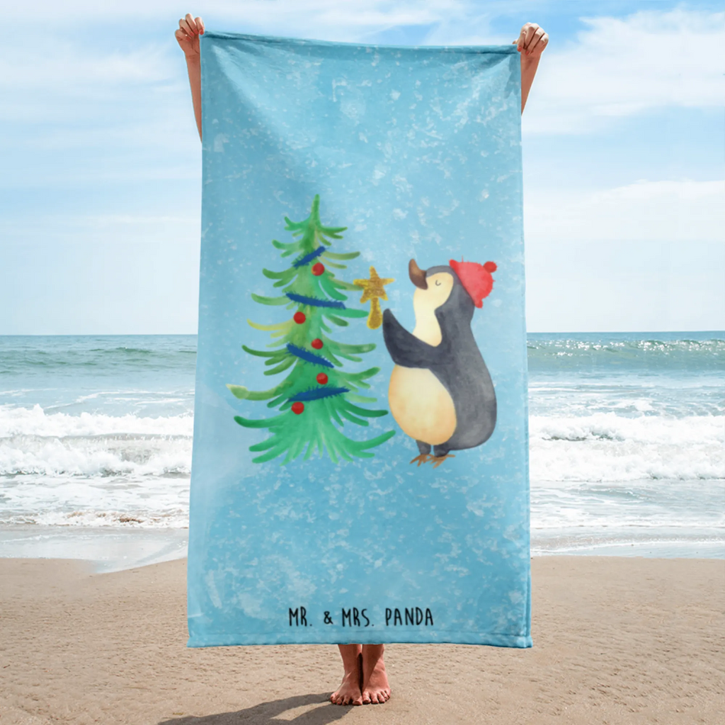 XL Badehandtuch Pinguin Weihnachtsbaum Handtuch, Badetuch, Duschtuch, Strandtuch, Saunatuch, Winter, Weihnachten, Weihnachtsdeko, Nikolaus, Advent, Heiligabend, Wintermotiv, Pinguin