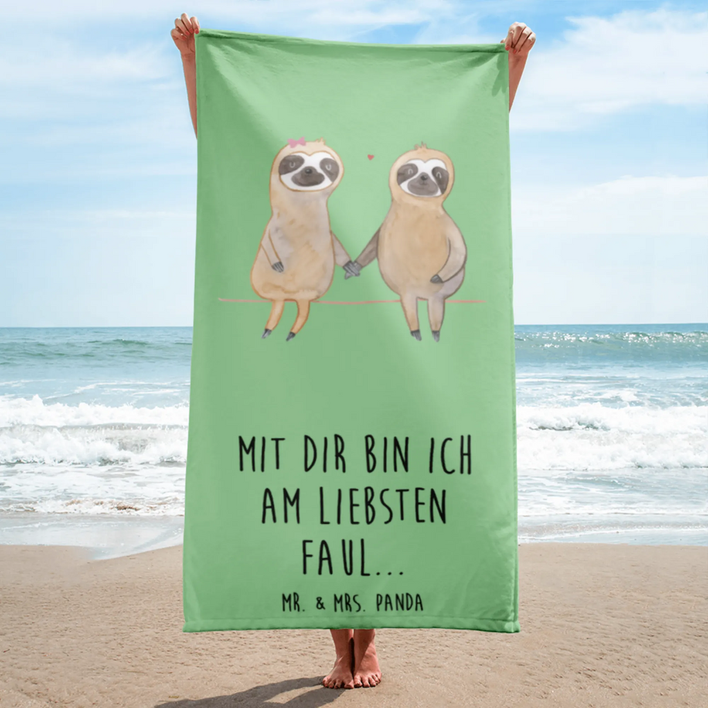 XL Badehandtuch Faultier Pärchen Handtuch, Badetuch, Duschtuch, Strandtuch, Saunatuch, Faultier, Faultier Geschenk, Faultier Deko, Faultiere, faul, Lieblingstier, Liebe, Liebespaar, Faultierliebe, Faultierpärchen, verliebt, verlobt, gemeinsam, relaxen, Pärchen, Beziehung, Langsamkeit