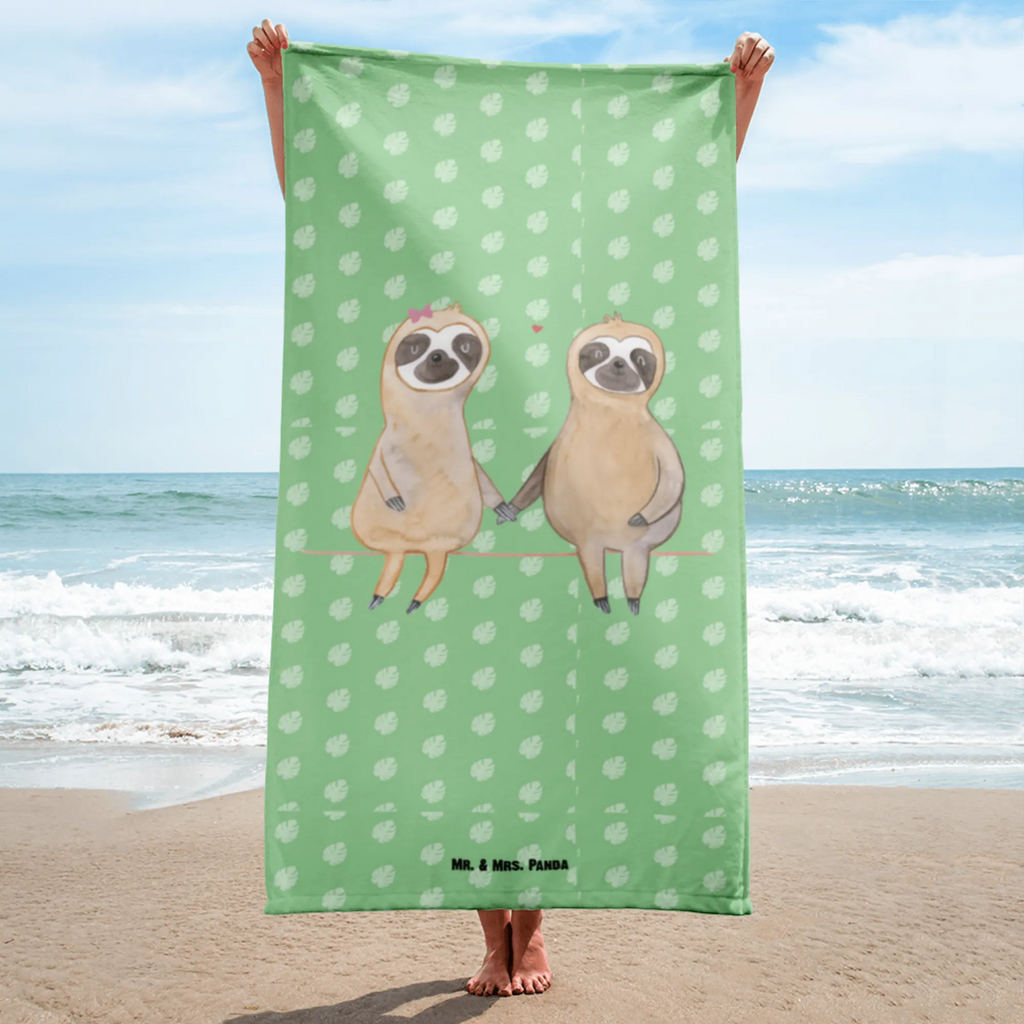 XL Badehandtuch Faultier Pärchen Handtuch, Badetuch, Duschtuch, Strandtuch, Saunatuch, Faultier, Faultier Geschenk, Faultier Deko, Faultiere, faul, Lieblingstier, Liebe, Liebespaar, Faultierliebe, Faultierpärchen, verliebt, verlobt, gemeinsam, relaxen, Pärchen, Beziehung, Langsamkeit