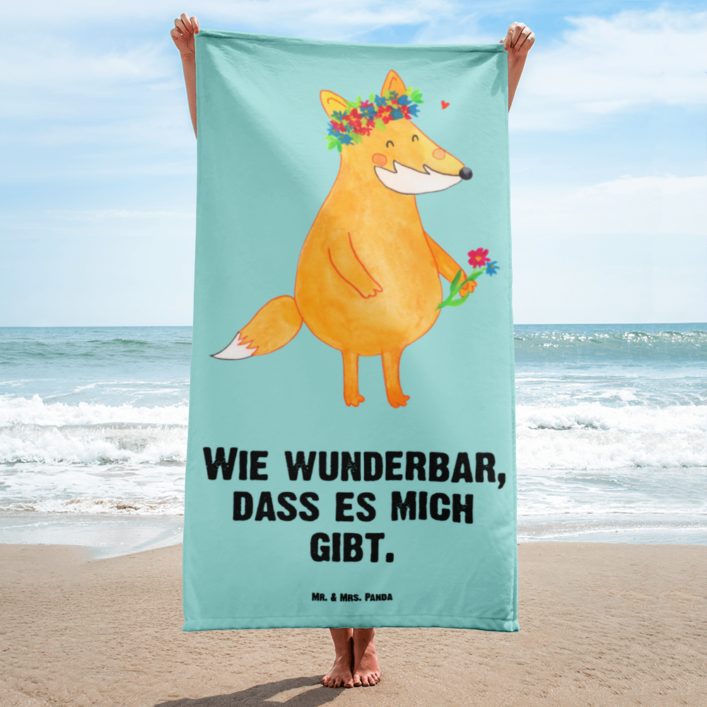 XL Badehandtuch Fuchs Blumen Handtuch, Badetuch, Duschtuch, Strandtuch, Saunatuch, Fuchs, Füchse, Fox, Liebe, Freundin, Fuchsmädchen, Blumenmädchen, Freundinnen, Liebesbeweis, Blume, Blumen, Motivation, Freude, ich, mich, Selbstliebe