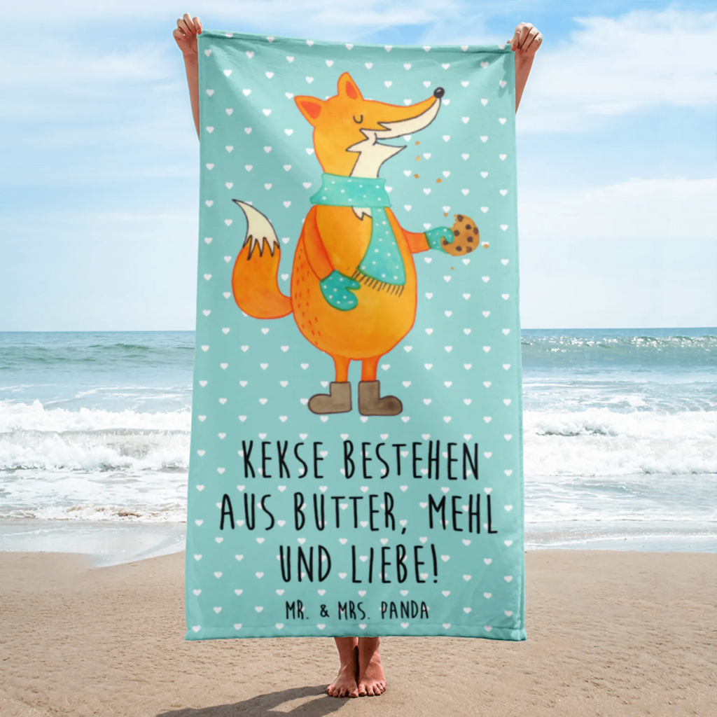 XL Badehandtuch Fuchs Keks Handtuch, Badetuch, Duschtuch, Strandtuch, Saunatuch, Fuchs, Füchse, Backen Spruch, Kekse, Winter, Weihnachtszeit, Plätzchen, Liebe, Küche Deko