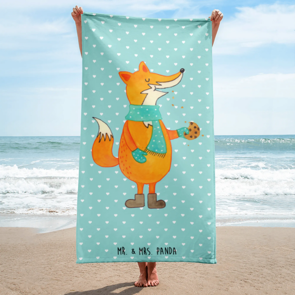 XL Badehandtuch Fuchs Keks Handtuch, Badetuch, Duschtuch, Strandtuch, Saunatuch, Fuchs, Füchse, Backen Spruch, Kekse, Winter, Weihnachtszeit, Plätzchen, Liebe, Küche Deko