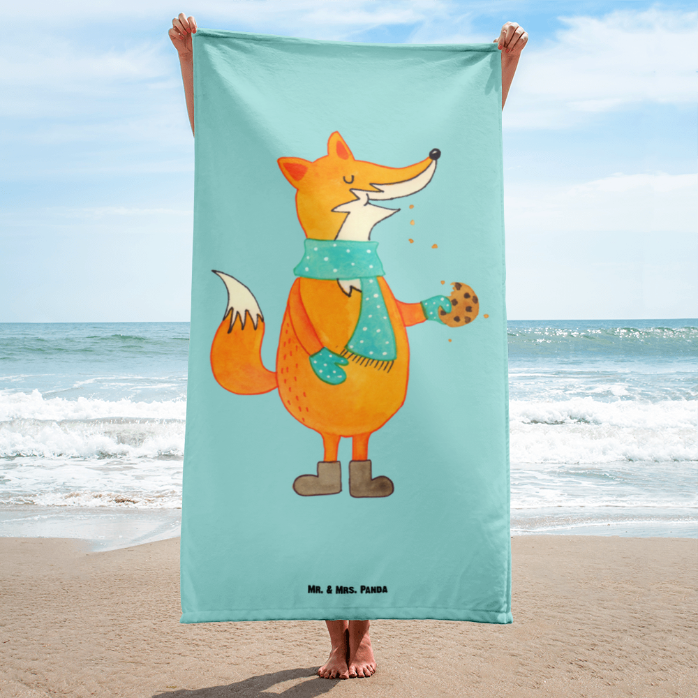 XL Badehandtuch Fuchs Keks Handtuch, Badetuch, Duschtuch, Strandtuch, Saunatuch, Fuchs, Füchse, Backen Spruch, Kekse, Winter, Weihnachtszeit, Plätzchen, Liebe, Küche Deko