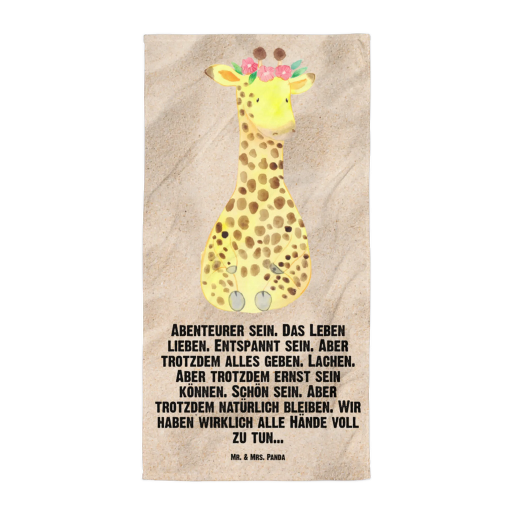 XL Badehandtuch Giraffe Blumenkranz Handtuch, Badetuch, Duschtuch, Strandtuch, Saunatuch, Afrika, Wildtiere, Giraffe, Blumenkranz, Abenteurer, Selbstliebe, Freundin