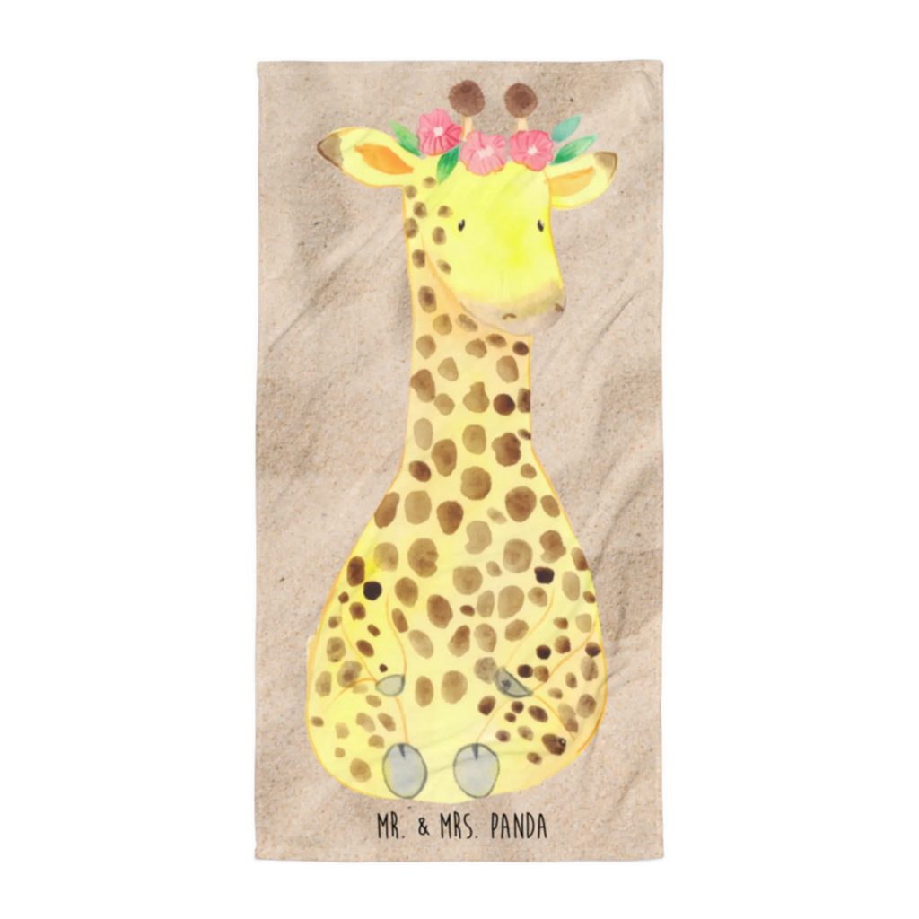 XL Badehandtuch Giraffe Blumenkranz Handtuch, Badetuch, Duschtuch, Strandtuch, Saunatuch, Afrika, Wildtiere, Giraffe, Blumenkranz, Abenteurer, Selbstliebe, Freundin